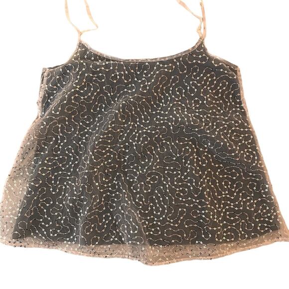 Seen Worn Kept Anthro Silver Floral Sequined Embroidered Cami, size XS - Picture 9 of 9